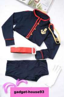   Navy cosplay Halloween Costume Top+Shorts+Glo​ves+belt A122  