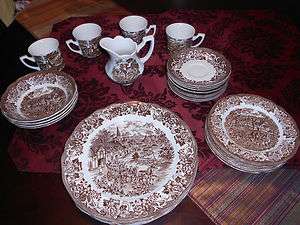   Royal Staffordshire Stratford Stages Ironstone Brown & White China Set
