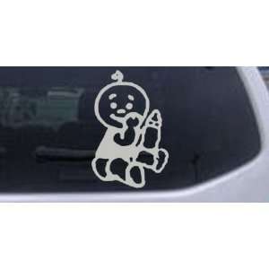 Baby With Bottle Car Window Wall Laptop Decal Sticker    Silver 16in X 
