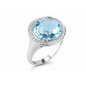   Blue Topaz semi precious color stone and surrounded with pave set