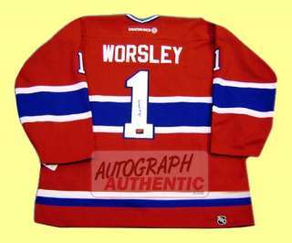 Montreal Canadiens jersey signed by late legend, Gump Worsley. The 