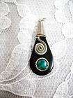 TEAR DROP SHAPED REAL BULL HORN PENDANT w TURQUOISE GEM