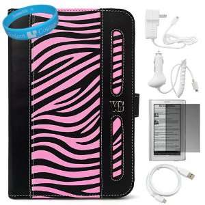  Black / Pink Zebra Print Executive Leather Portfolio Case 
