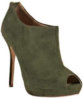 Pour la Victoire army green suede Forsa peep toe booties   