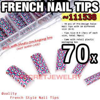 70 pcs Acrylic Nail Tips French Tips Nail Art Design Manicure Lovely 