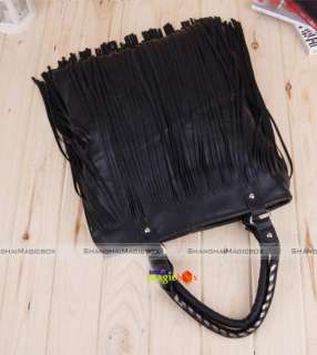 Women Fashion Vintage Tassel Handbag Crossbody Shoulder Bag Black New 
