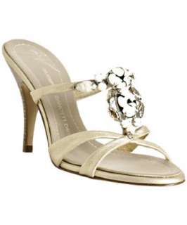 Giuseppe Zanotti champagne metallic leather jeweled sandals   