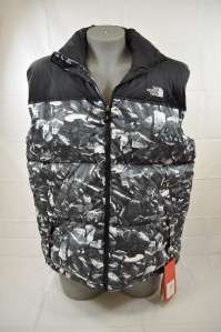 THE NORTH FACE NOVELTY NUPSTE ROCK PRINT RARE DOWN ZIP UP VEST BLACK 