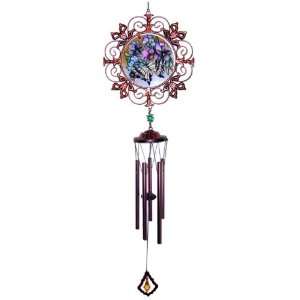   Stain Glass Multicolored Butterfly Wind Chime Patio, Lawn & Garden