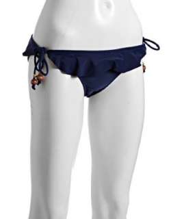 Shoshanna navy ruffle side tie bikini bottom  