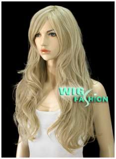 53cm Long Wavy Light Blonde Hair Wig MA45  