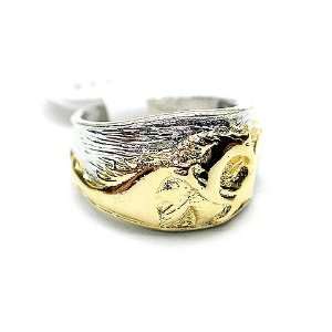  Two Tone Rhodium Plated Mustang Ring   Size 7 