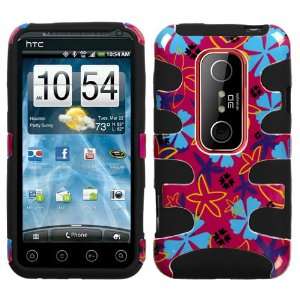 Flower Flake/Black Fishbone Phone Protector Cover for HTC 