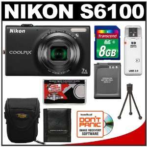 Nikon Coolpix S6100 16.0 MP Digital Camera (Black) with 