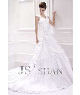 Jsshan White Satin Beading Embroidery Ball Bridal Gown Wedding Dress 