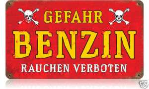 Danger Gasoline German military WWII repro metal sign  