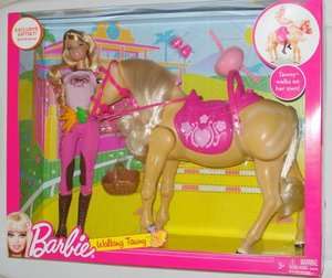 NIB Mattel Barbie Tawny Walking Horse & Doll Set  