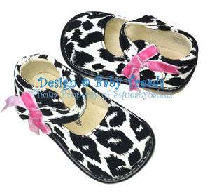 Squeaky Shoes Toddler Black & White Mary Jane BRAND NEW Cow Print Hot 