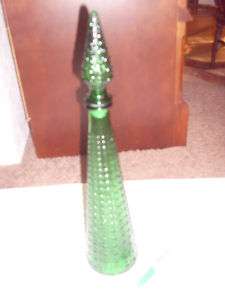 Antique Tall Green Glass Decanter EXCELLENT  
