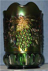 NORTHWOOD GRAPE & CABLE GREEN CARNIVAL GLASS WATER PITCHER  