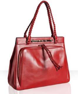 Valentino red leather frame tote bag   