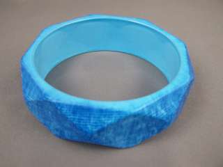 Denim Blue Indigo faceted bangle bracelet XL 2 7/8 wide plus queen 