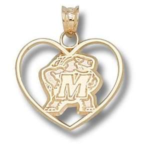  Maryland Terrapins Logo Heart Pendant 14K Gold Jewelry 