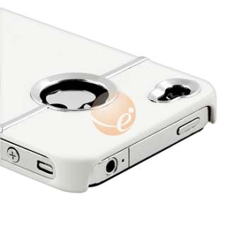 Hard Case w/ Chrome Hole+Snap on Cover For iPhone 4 G 4S Verizon AT 