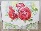 Carol Wilson Red Roses On Fern Blank Note Card Set 10 ct. Embossed 