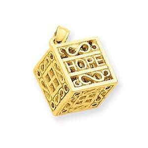  14k Yellow Gold Faith & Hope Prayer Box Charm Jewelry