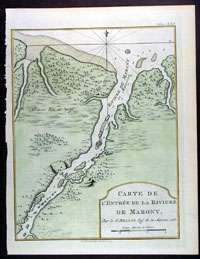 1773 Bellin Antique Map Maroni River Suriname S America  