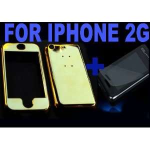   iPhone 2G Hard Protector Case Cover Chrome Gold + Protector LCD Screen