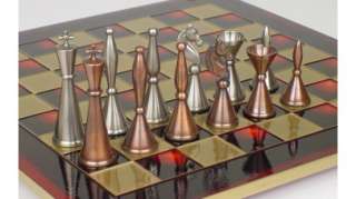 Copper & Steel Chess Pieces Set 4.25 Cone Base NEW  