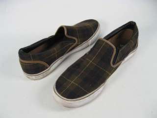 Mens Brown Navy Plaid Athletic Shoes Sneakers 11  