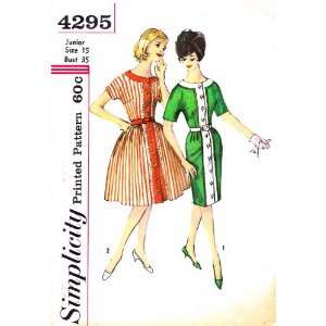  Simplicity 4295 Vintage Sewing Pattern Front Button Dress 