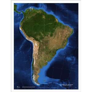  Satellite Map of South America in Winter   Topography 
