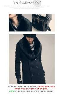 2010 Men Slim Fit Fashion Fur Collar Long Trench Coat  