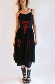   DRESS XS S Subterranea Lace Ribbon Renaissance Costume Maxi  