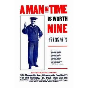  A man in time is worth nine   12x18 Framed Print in Gold 