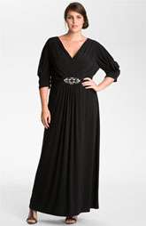 Eliza J Embellished Matte Jersey Surplice Dress (Plus) $198.00