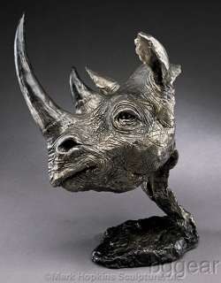 mark hopkins bronze sculpture  Black Rhino  w COA  