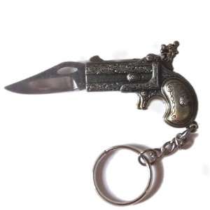  Brass Dragon Gun Knife Keychain 