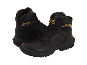 Mens Caterpillar 6 Work Safety Boots Black Leather  