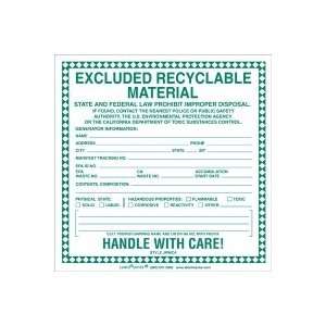  Excluded Recyclable Material Label