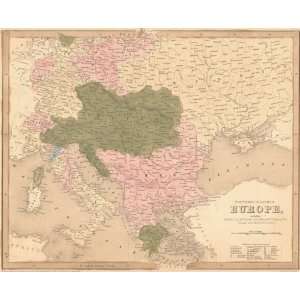    Bradford 1841 Antique Map of Southern Europe