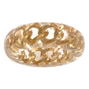 Resin Wrapped Brass Link Ring, Size 6 Jewelry