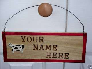 Personalized Wood Sign/Plaque   Cow Any Name/Words  