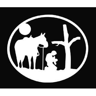 Cowboy Praying at the Cross W/Horse Religious Vinyl Decal Sticker 6 