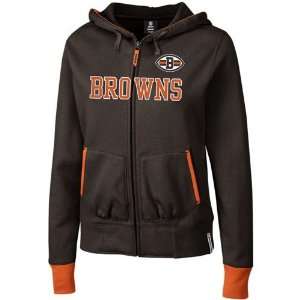  Cleveland Browns Womens Chant Brown Full Zip Hooded 