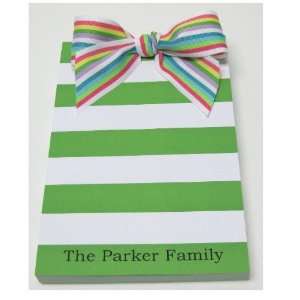  Green Stripe with Multicolor Stripe Bow Pad Office 